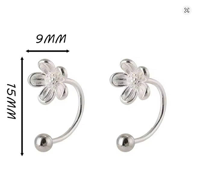 Flower Stud Earrings for Women in S925
