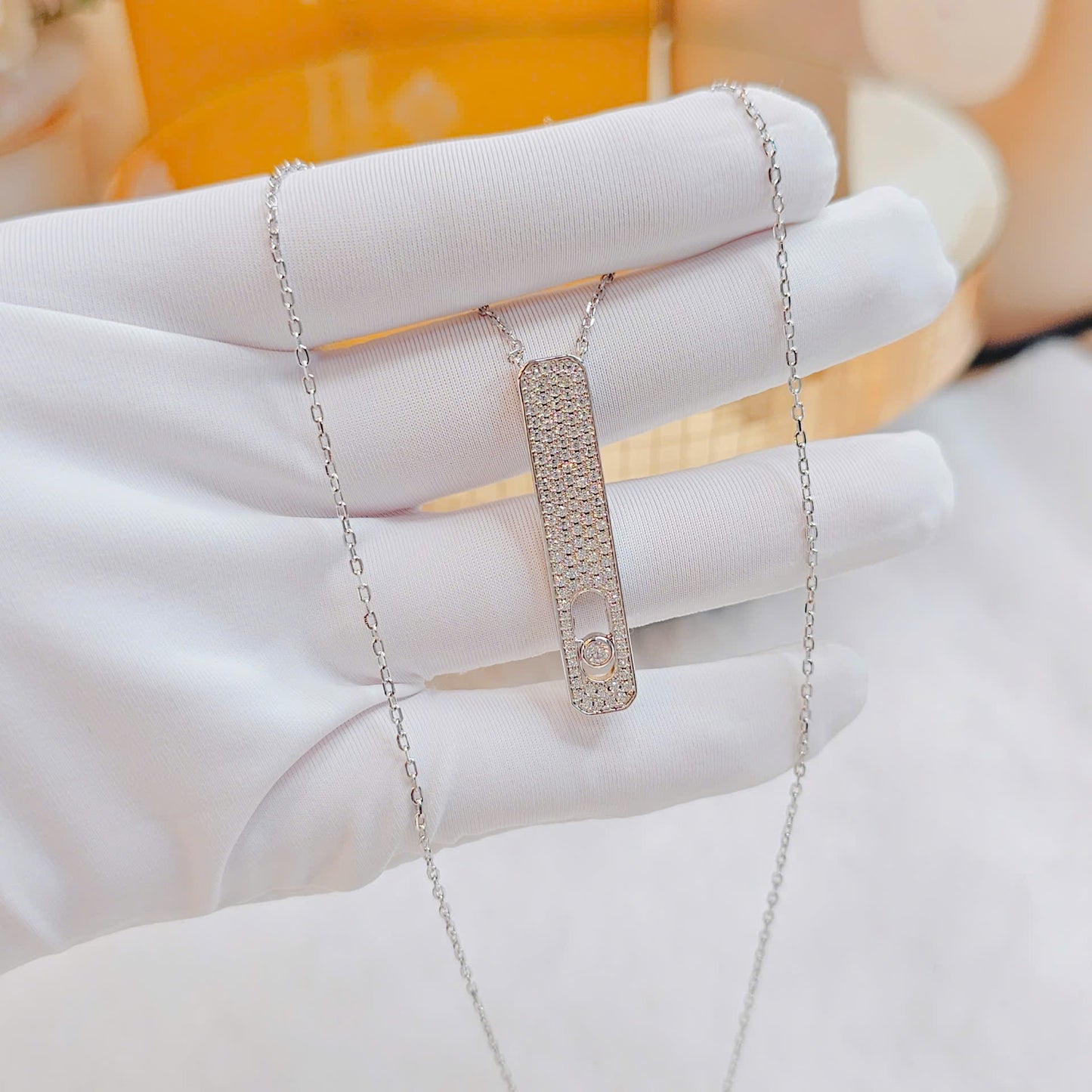 White Gold Plated Italian 925 Sterling Silver Necklace