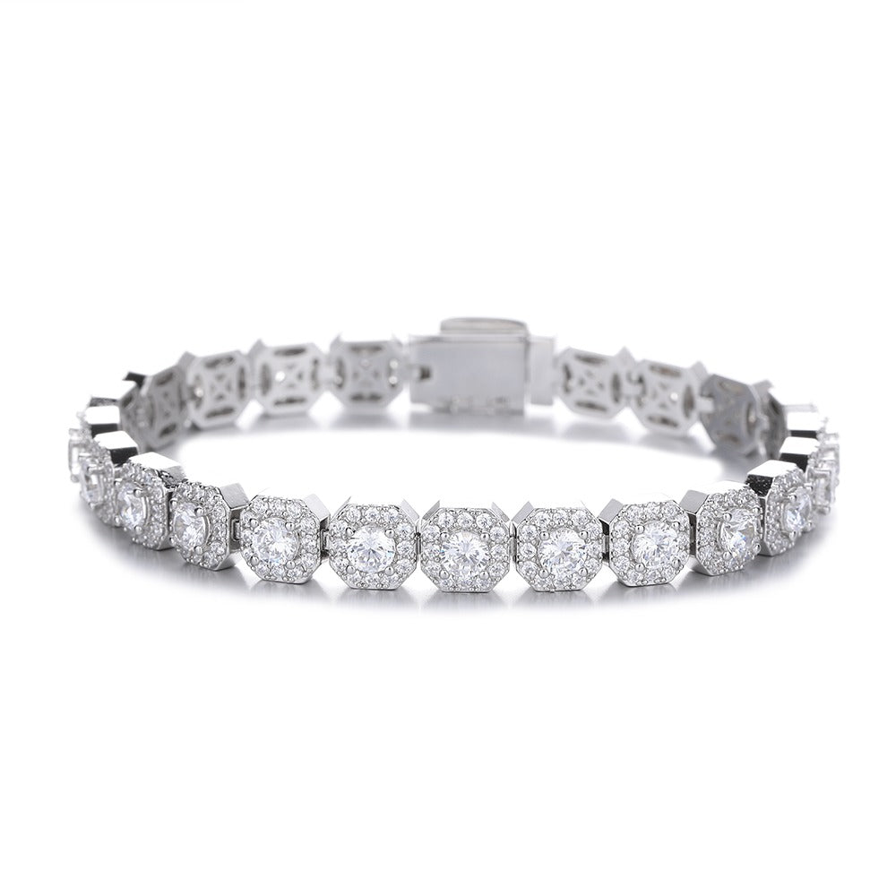 S925 Silver Square Halo Bracelet