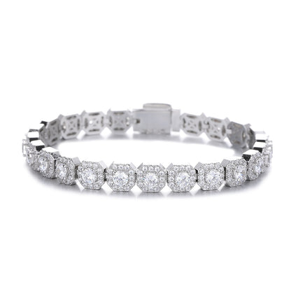 S925 Silver Square Halo Bracelet