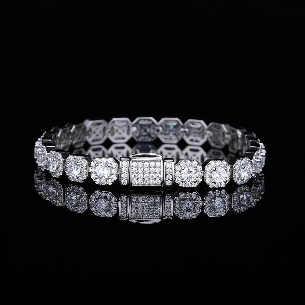 S925 Silver Square Halo Bracelet