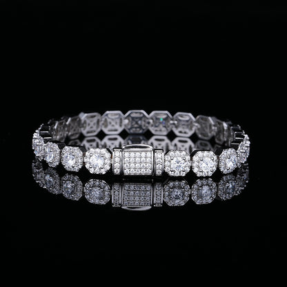 S925 Silver Square Halo Bracelet