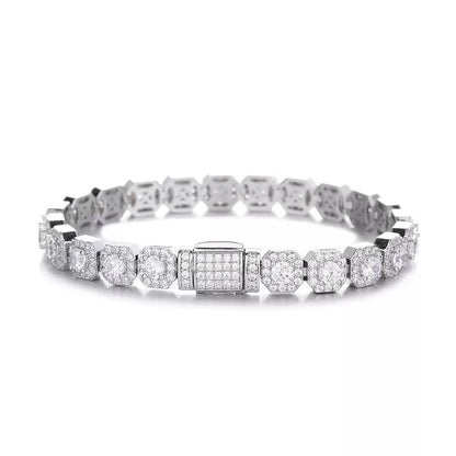 S925 Silver Square Halo Bracelet