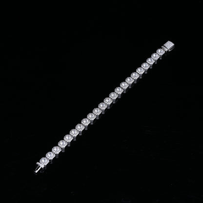 S925 Silver Square Halo Bracelet