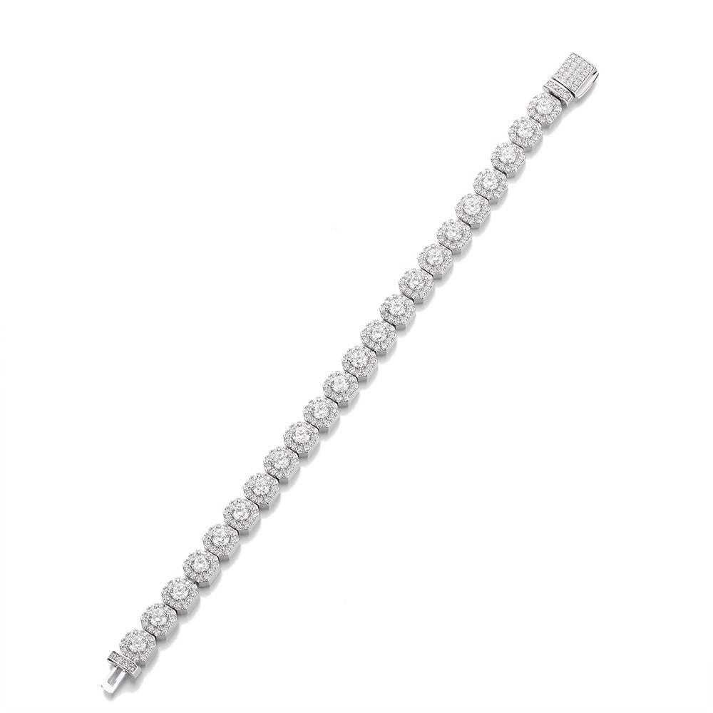 S925 Silver Square Halo Bracelet