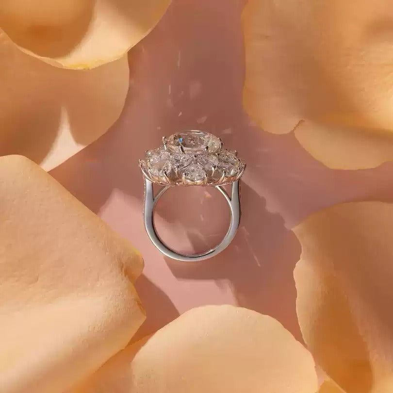 Luxury large diamond S925 silver ring