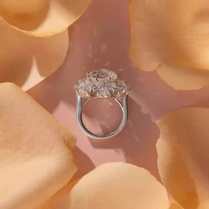 Luxury large diamond S925 silver ring