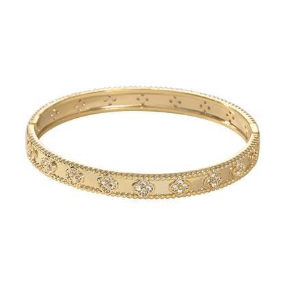 18K Gold-Plated S925 Silver Clover Bangle