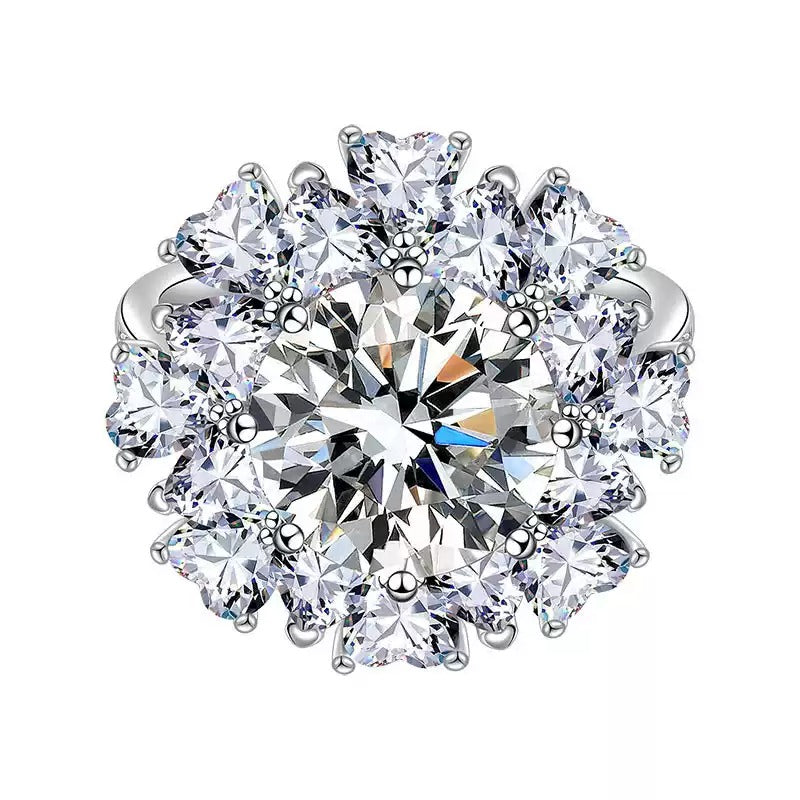 Luxury large diamond S925 silver ring
