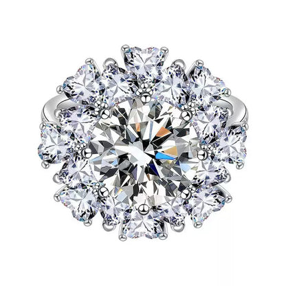 Luxury large diamond S925 silver ring