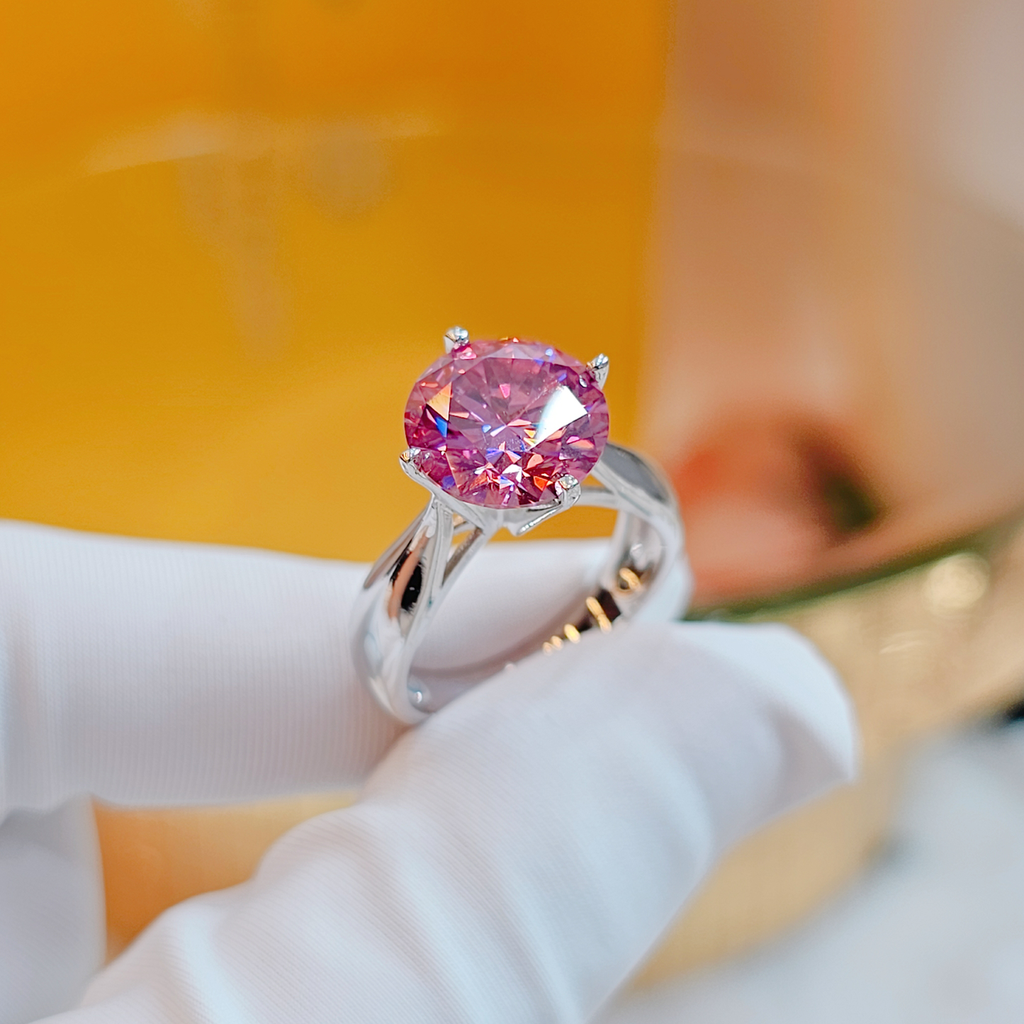 3.5ct Pink Moissanite Ring in Italian S925 Silver