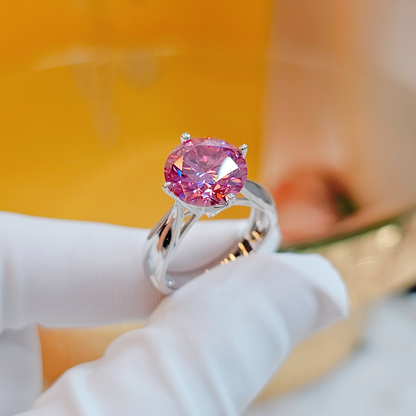 3.5ct Pink Moissanite Ring in Italian S925 Silver
