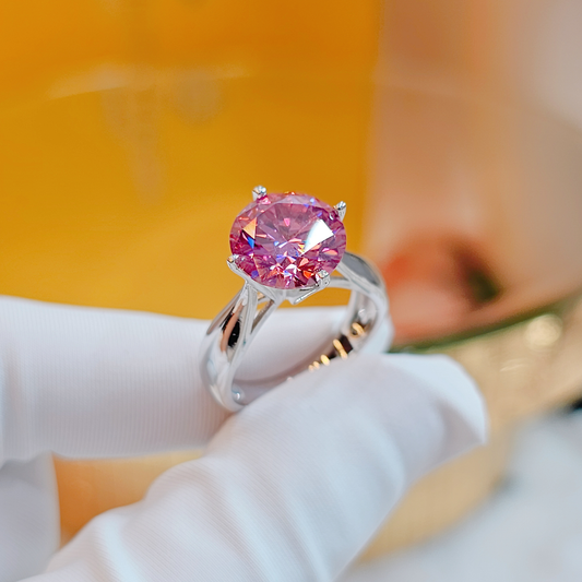 3.5ct Pink Moissanite Ring in Italian S925 Silver