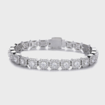 S925 Silver Square Halo Bracelet