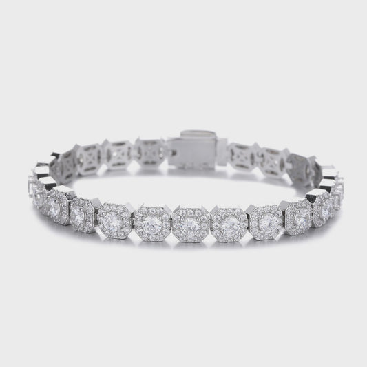 S925 Silver Square Halo Bracelet