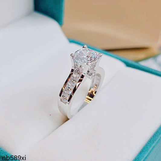 2ct Moissanite Ring in Italian S925 Silver, White Gold Plated