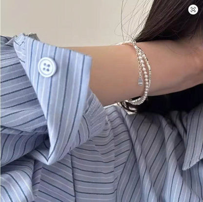 Double Layer Pearl Bracelet for Women