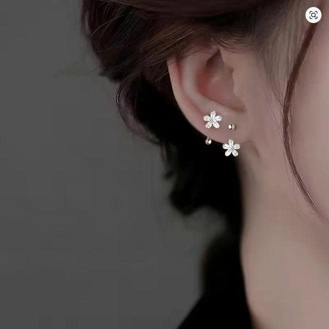 Flower Stud Earrings for Women in S925