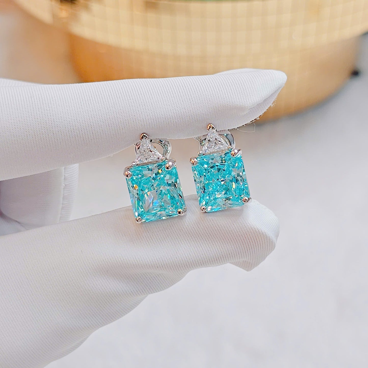 Elegant Italian Silver Earrings with Blue Natural Gemstone