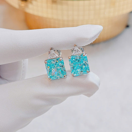 Elegant Italian Silver Earrings with Blue Natural Gemstone