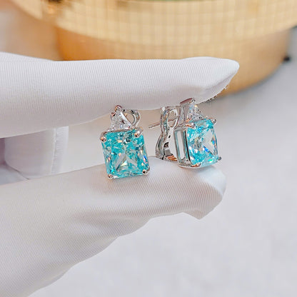 Elegant Italian Silver Earrings with Blue Natural Gemstone