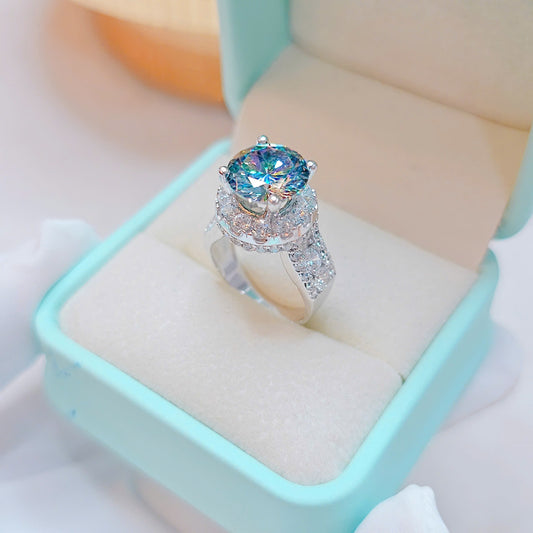 Premium 3.5ct Rainbow Moissanite Italian Silver Ring