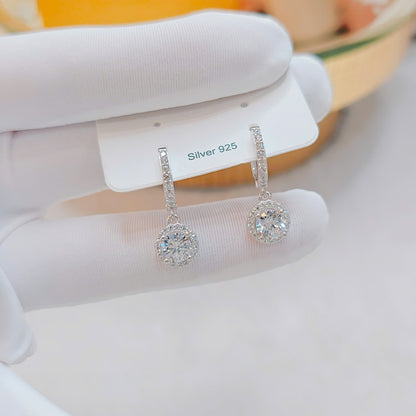 Dangling Silver Earrings with Single Main Stone