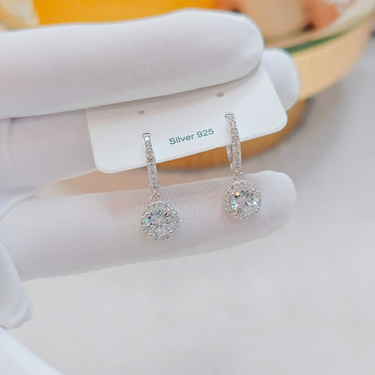 Dangling Silver Earrings with Single Main Stone
