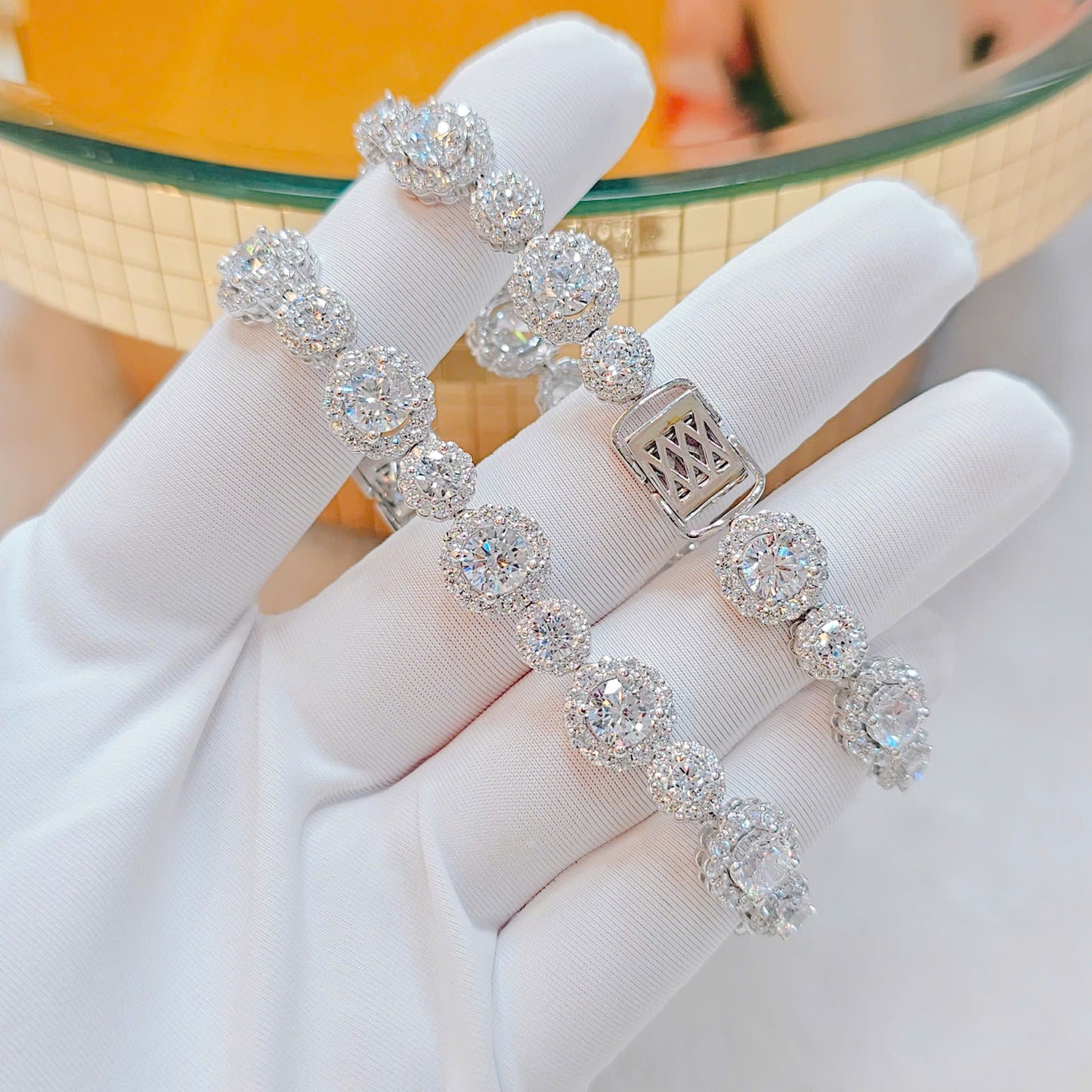 Italian Silver Bracelet with Full New Zealand 7A Stones