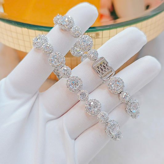 Italian Silver Bracelet with Full New Zealand 7A Stones