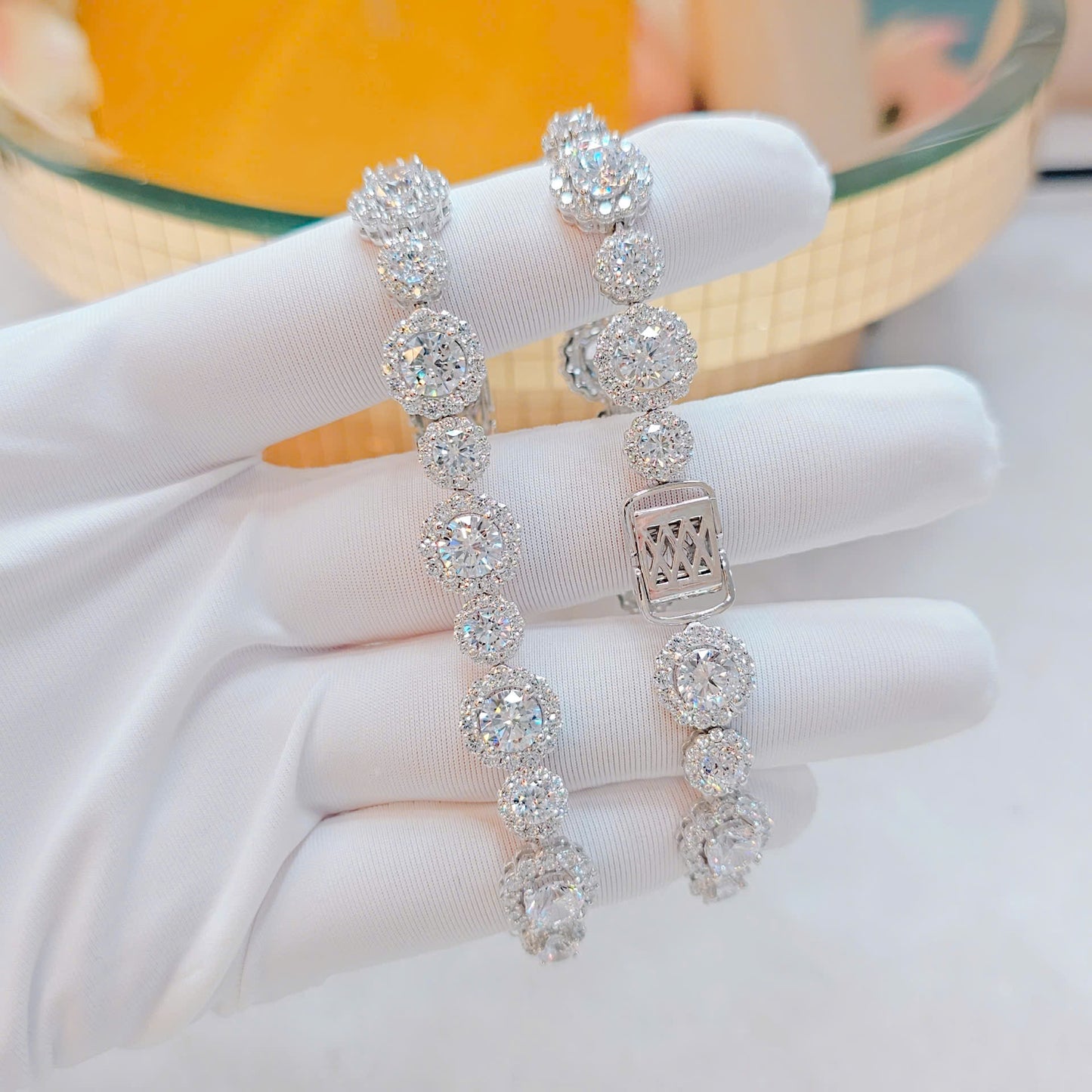 Italian Silver Bracelet with Full New Zealand 7A Stones