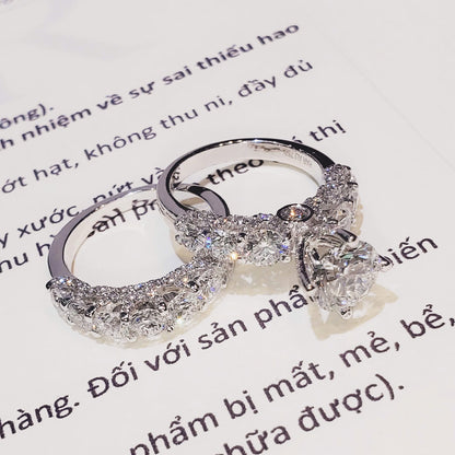 Italian Silver Full Moissanite Wedding Ring Set